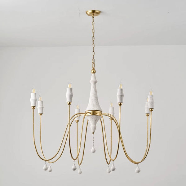 transitional ivory gold wood candle chandelier