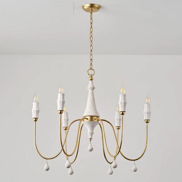 transitional ivory gold wood candle chandelier