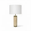 travertine brass column table lamp