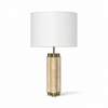 travertine brass column table lamp