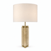 travertine brass column table lamp