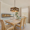 Rustic Industrial Linear Chandelier For Dining Rooms Farmhouse Rectangular Square Light Fixture