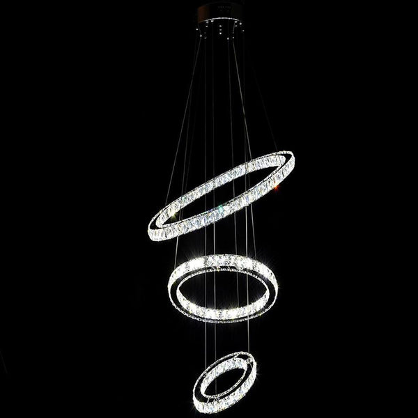 3 Ring Adjustable Circles Tiered Crystal Bling Hanging Modern Chandeliers