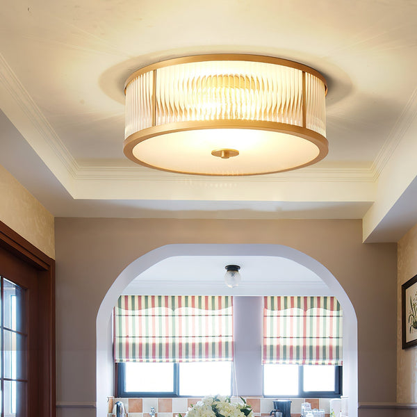 vintage brass white glass flush mount ceiling light
