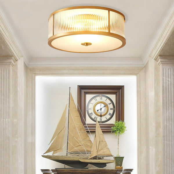 vintage brass white glass flush mount ceiling light