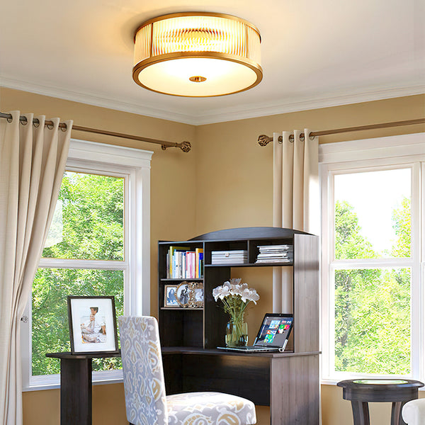 vintage brass white glass flush mount ceiling light