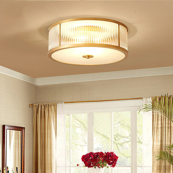 vintage brass white glass flush mount ceiling light