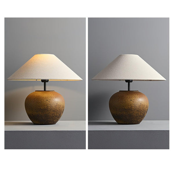 vintage ceramic table lamp with fabric shade