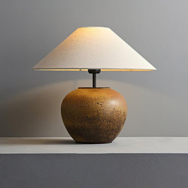 vintage ceramic table lamp with fabric shade