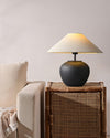 vintage ceramic table lamp with fabric shade