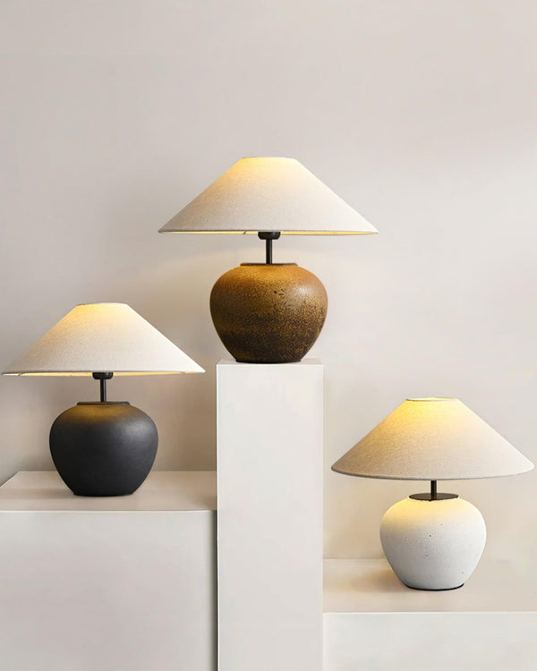 vintage ceramic table lamp with fabric shade