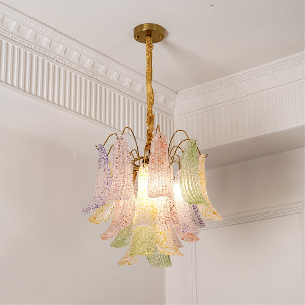 vintage gold murano glass petal chandelier