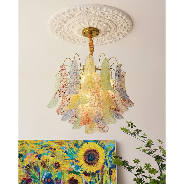 vintage gold murano glass petal chandelier