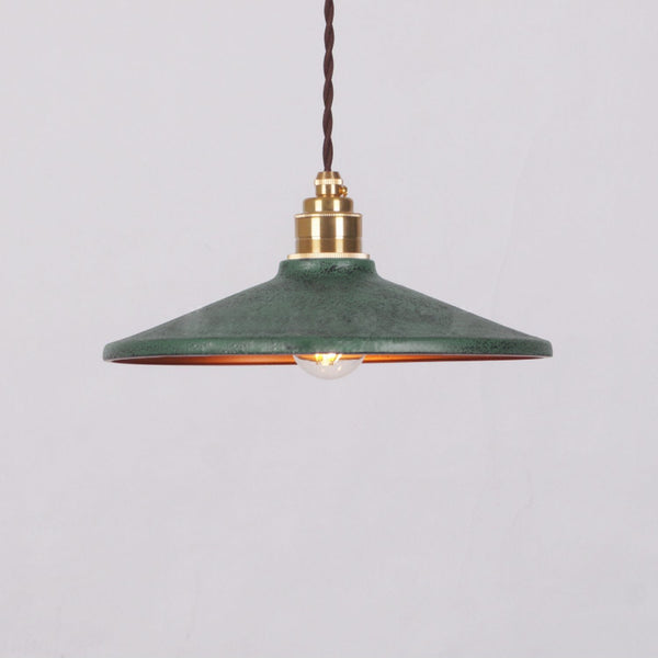 vintage green iron saucer pendant light