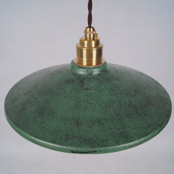 vintage green iron saucer pendant light