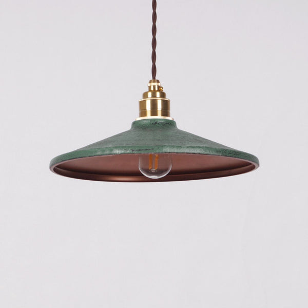 vintage green iron saucer pendant light