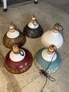 vintage hand painted distressed iron pendant lamp