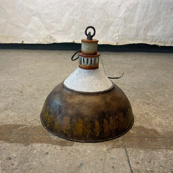vintage hand painted distressed iron pendant lamp