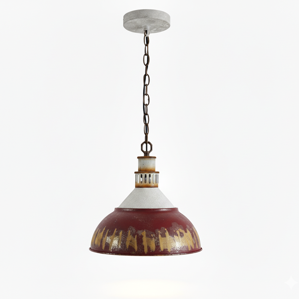 vintage hand painted distressed iron pendant lamp