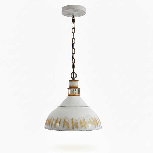 vintage hand painted distressed iron pendant lamp