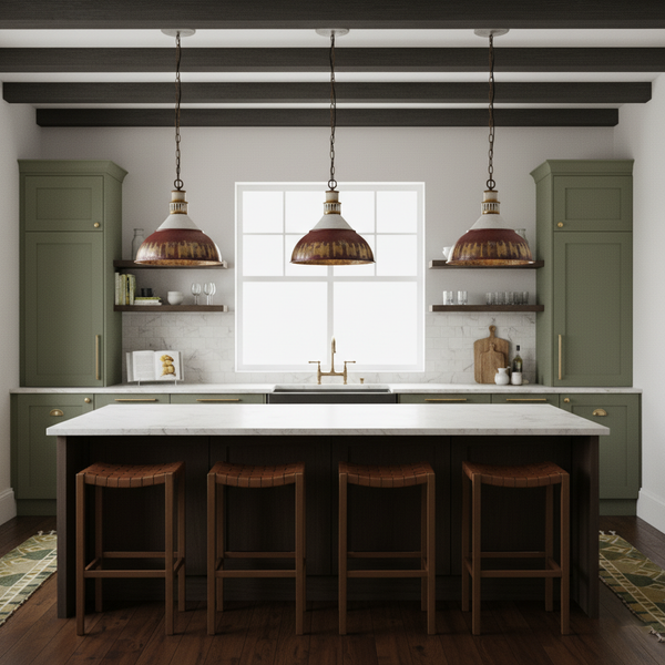 vintage hand painted distressed iron pendant lamp