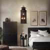 vintage matte black iron glass pagoda wall sconce