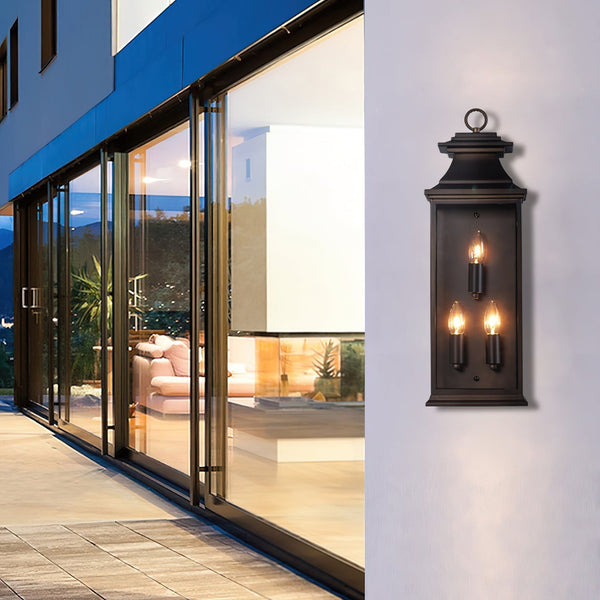 vintage matte black iron glass pagoda wall sconce