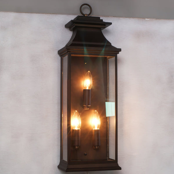 vintage matte black iron glass pagoda wall sconce