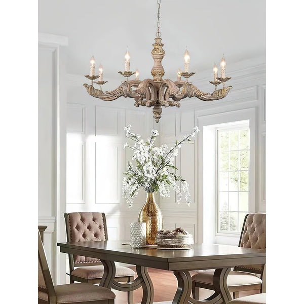 vintage natural wood roman column chandelier