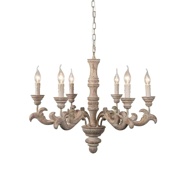 vintage natural wood roman column chandelier