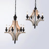 vintage old white wood candle chandelier