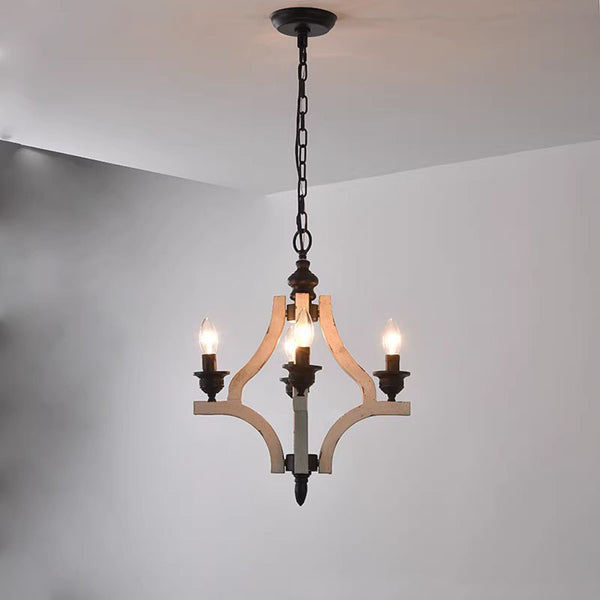vintage old white wood candle chandelier