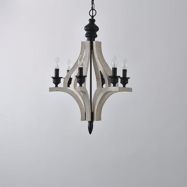 vintage old white wood candle chandelier