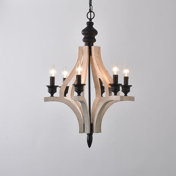 vintage old white wood candle chandelier