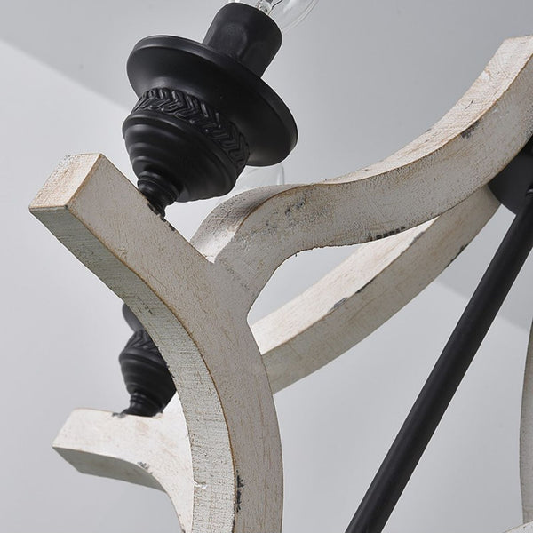 vintage old white wood candle chandelier