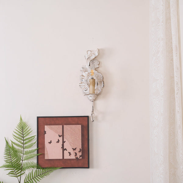 vintage resin scalloped wall sconce antique gold