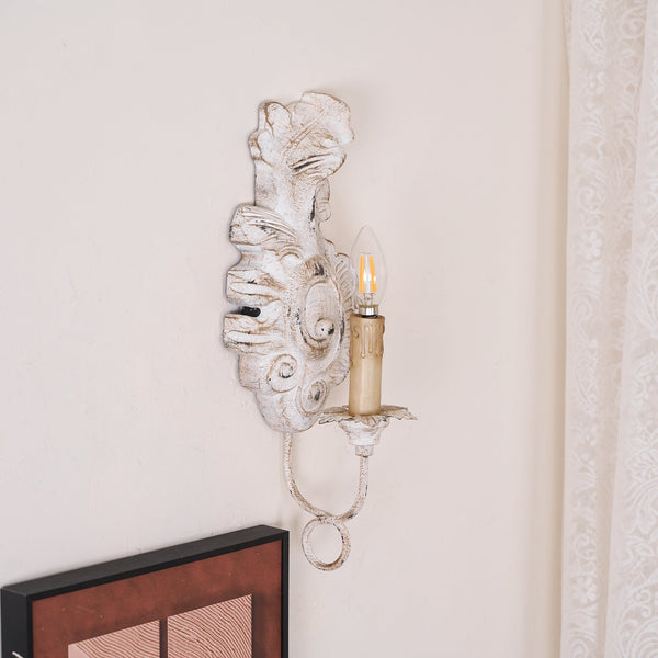 vintage resin scalloped wall sconce antique gold