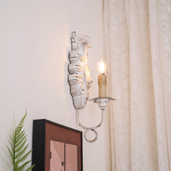 vintage resin scalloped wall sconce antique gold
