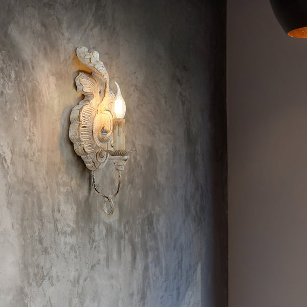 vintage resin scalloped wall sconce antique gold