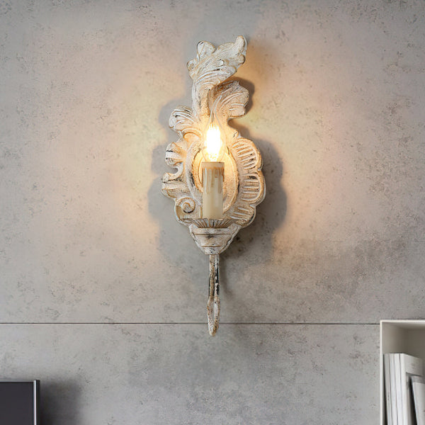 vintage resin scalloped wall sconce antique gold