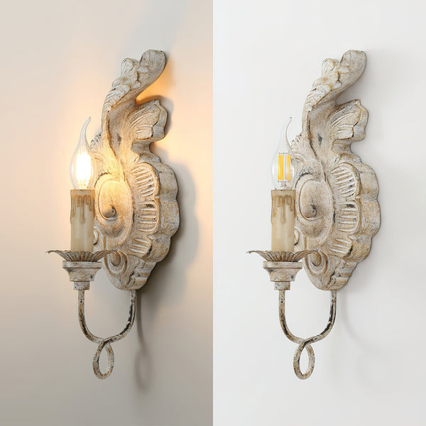 vintage resin scalloped wall sconce antique gold