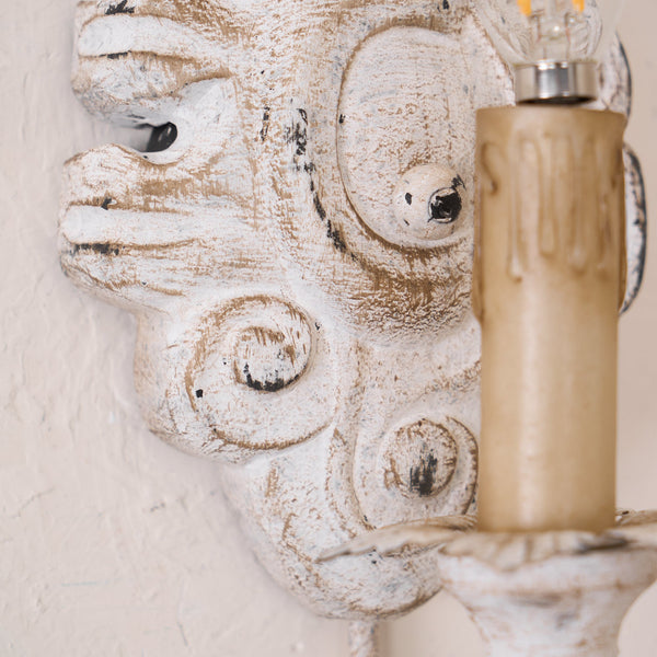 vintage resin scalloped wall sconce antique gold