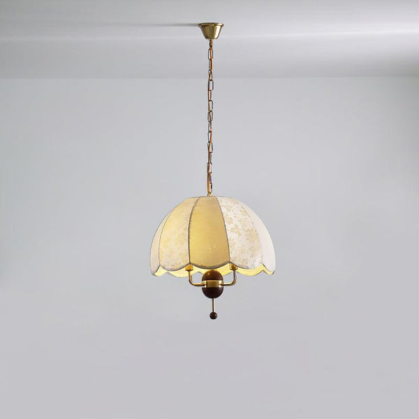 vintage white fabric wood ghost pendant light