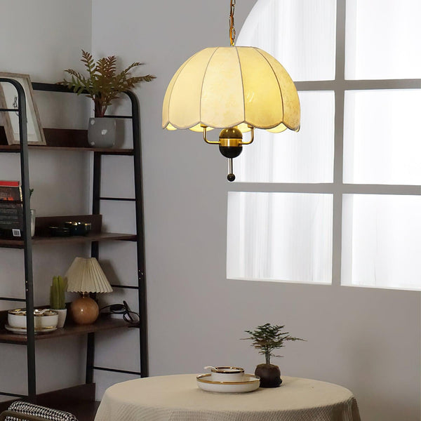 vintage white fabric wood ghost pendant light