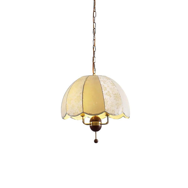 vintage white fabric wood ghost pendant light