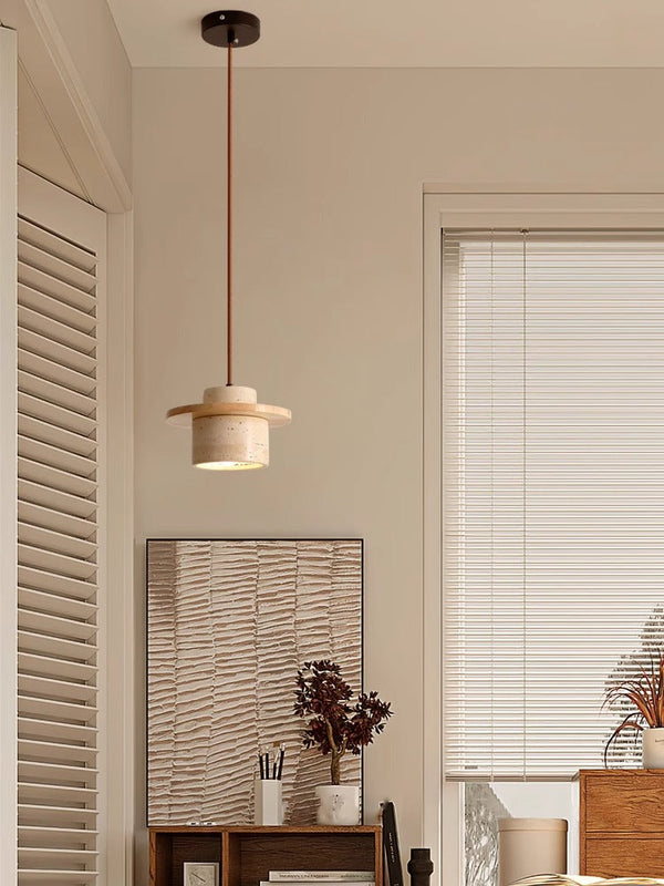 vintage yellow travertine solid wood bedside chandelier