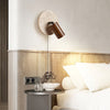 vintage yellow travertine wood wall sconce