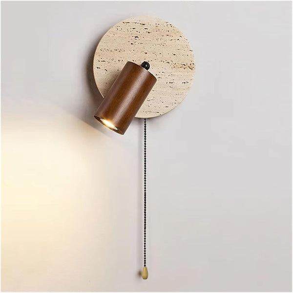 vintage yellow travertine wood wall sconce