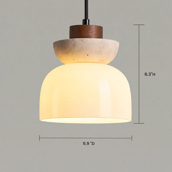 wabi sabi beige travertine frosted glass pendant light
