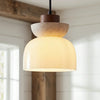 wabi sabi beige travertine frosted glass pendant light